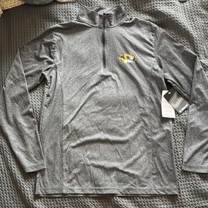 Gray Quarter-Zip Mizzou Pullover with Logo
